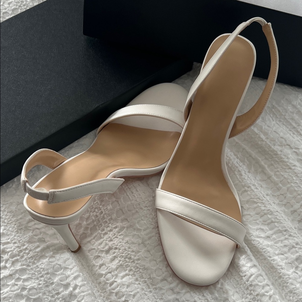 White Slingback Heels Sandals